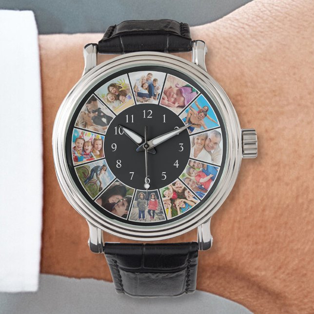 Aangepast fotocollage, speciaal aangepast zwart horloge (Creator heeft geüpload)