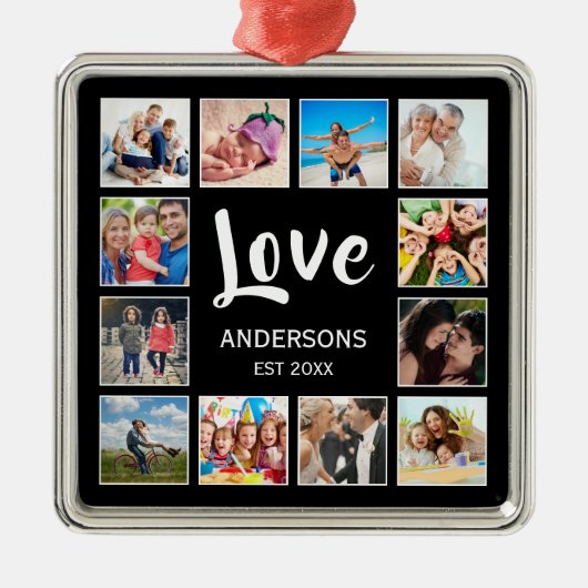 Aangepast fotocollage, speciaal aangepast zwart metalen ornament (Voorkant)