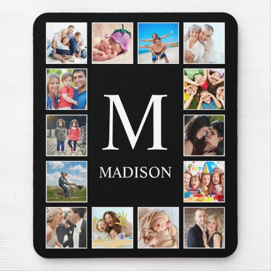 Aangepast fotocollage, speciaal aangepast zwart muismat (Voorkant)