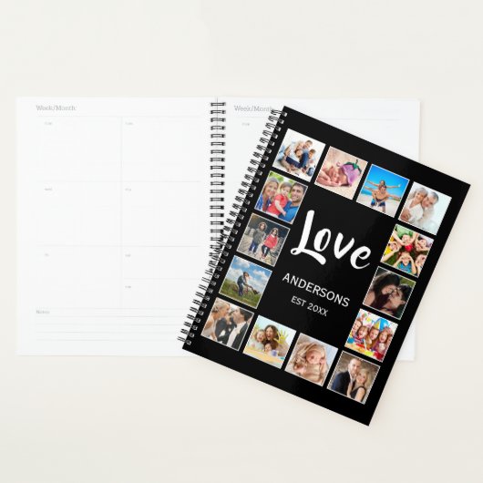 Aangepast fotocollage, speciaal aangepast zwart planner (Display)