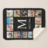 Aangepast fotocollage, speciaal aangepast zwart sherpa deken (Voorkant (horizontaal))