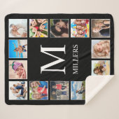 Aangepast fotocollage, speciaal aangepast zwart sherpa deken (Voorkant (horizontaal))