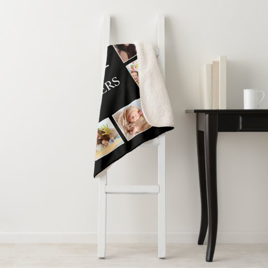 Aangepast fotocollage, speciaal aangepast zwart sherpa deken (In situ)