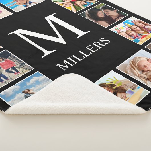 Aangepast fotocollage, speciaal aangepast zwart sherpa deken (3/4)