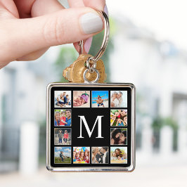 Aangepast fotocollage, speciaal aangepast zwart sleutelhanger