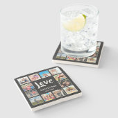 Aangepast fotocollage, speciaal aangepast zwart stenen onderzetter (Zijkant)