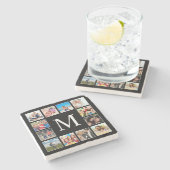 Aangepast fotocollage, speciaal aangepast zwart stenen onderzetter (Zijkant)