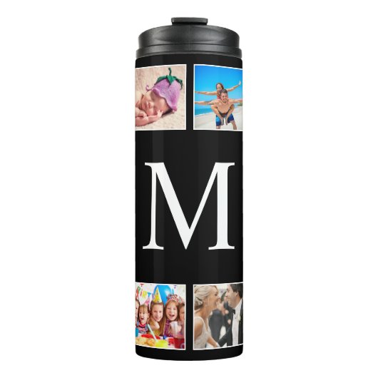 Aangepast fotocollage, speciaal aangepast zwart thermosbeker (Voorkant)