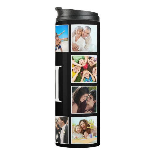 Aangepast fotocollage, speciaal aangepast zwart thermosbeker (Geroteerd rechts)