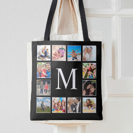 Aangepast fotocollage, speciaal aangepast zwart tote bag