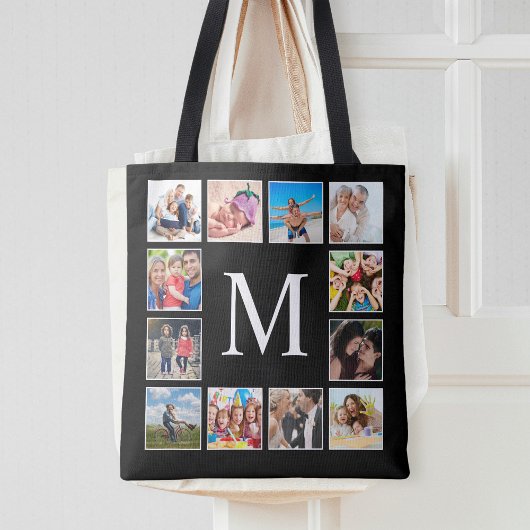 Aangepast fotocollage, speciaal aangepast zwart tote bag