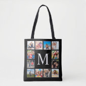 Aangepast fotocollage, speciaal aangepast zwart tote bag (Voorkant)