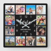 Aangepast fotocollage, speciaal aangepast zwart vierkante klok (Voorkant)