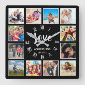 Aangepast fotocollage, speciaal aangepast zwart vierkante klok (Voorkant)