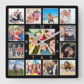 Aangepast fotocollage, speciaal aangepast zwart vierkante klok (Voorkant)