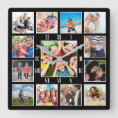Aangepast fotocollage, speciaal aangepast zwart vierkante klok (Voorkant)