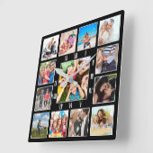 Aangepast fotocollage, speciaal aangepast zwart vierkante klok (Hoek)