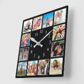 Aangepast fotocollage, speciaal aangepast zwart vierkante klok (Hoek)