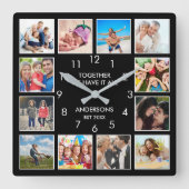 Aangepast fotocollage, speciaal aangepast zwart vierkante klok (Voorkant)
