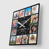 Aangepast fotocollage, speciaal aangepast zwart vierkante klok (Hoek)