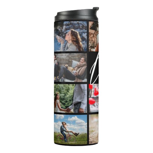 Aangepast fotocollage Valentijn voor moderne liefd Thermosbeker (Gedraaid links)