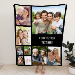 Aangepast fotocollage zwart fleece deken