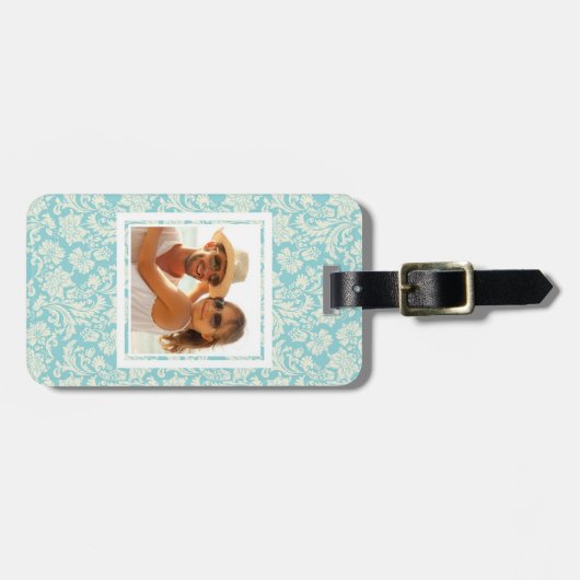 Aangepast fotoDamaspatroon 3 Bagagelabel (Voorkant horizontaal)