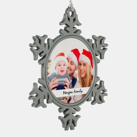 Aangepast fotodecor tin sneeuwvlok ornament (Links)