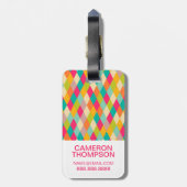 Aangepast fotoHarlequin patroon Bagagelabel (Achterkant verticaal)