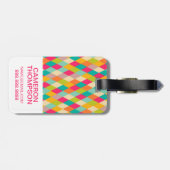Aangepast fotoHarlequin patroon Bagagelabel (Achterkant horizontaal)