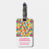 Aangepast  fotoHarlequin patroon Bagagelabel (Achterkant verticaal)