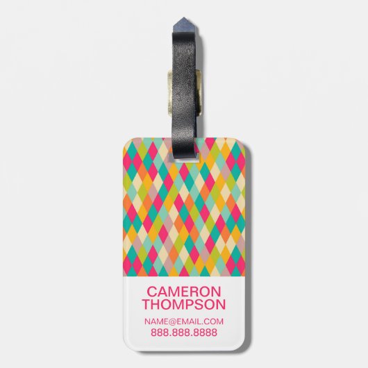 Aangepast  fotoHarlequin patroon Bagagelabel (Achterkant verticaal)