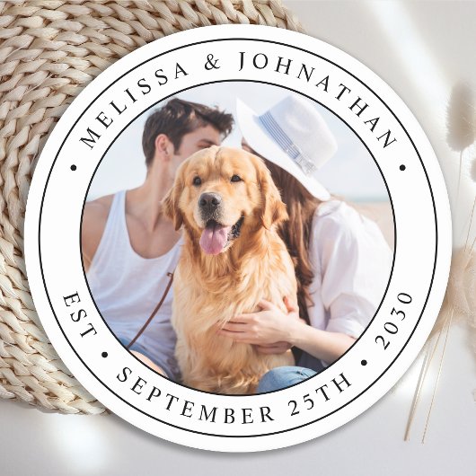 Aangepast fotohuwelijk ronde kartonnen onderzetter