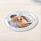 Aangepast fotohuwelijk ronde kartonnen onderzetter (Gebogen)