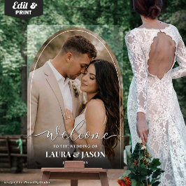 Aangepast Fotohuwelijksbord, Acrylaat Boog Welkom Acryl Bord