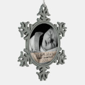 Aangepast fotojaar baby's eerste Kerstmis Tin Sneeuwvlok Ornament (Links)