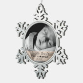 Aangepast fotojaar baby's eerste Kerstmis Tin Sneeuwvlok Ornament (Rechts)