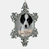 Aangepast fotojaar Puppy's eerste kerst Tin Sneeuwvlok Ornament (Links)