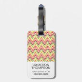 Aangepast fotokleurig zigzag Chevron Pattern Bagagelabel (Achterkant verticaal)
