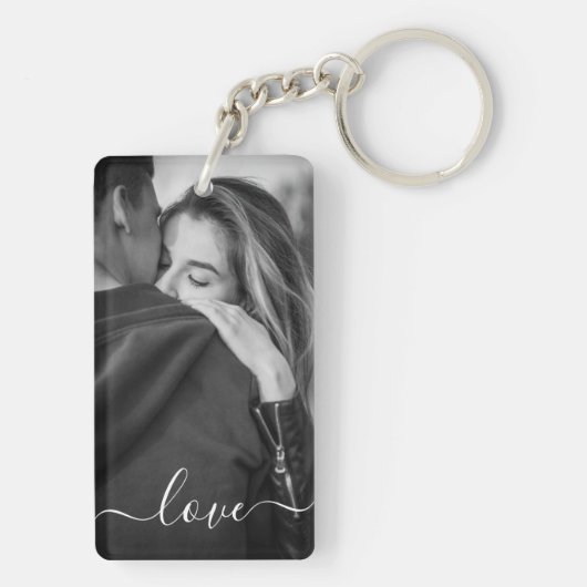 Aangepast fotoliefdesscript op maat sleutelhanger (achterkant)