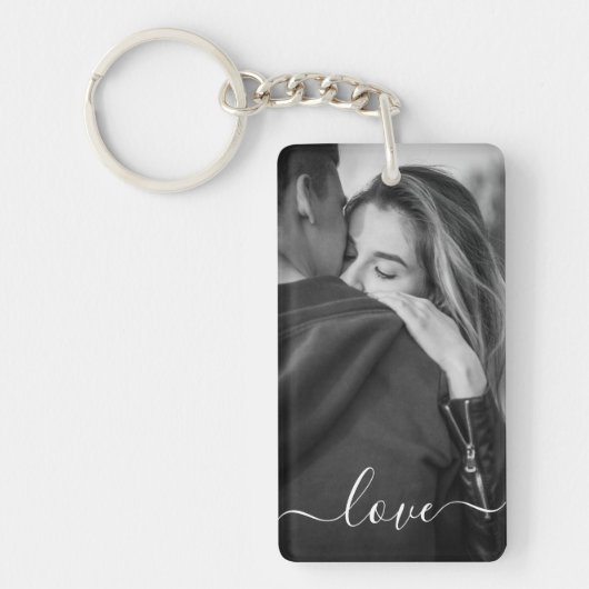 Aangepast fotoliefdesscript op maat sleutelhanger (Voorkant)