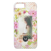 Aangepast fotoMonogram modern bloempatroon Case-Mate iPhone Case (Achterkant)