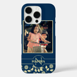 Aangepast fotomonogram, naam patroon blauw iPhone 16 pro hoesje