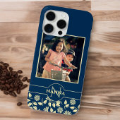 Aangepast fotomonogram, naam patroon blauw Case-Mate iPhone case