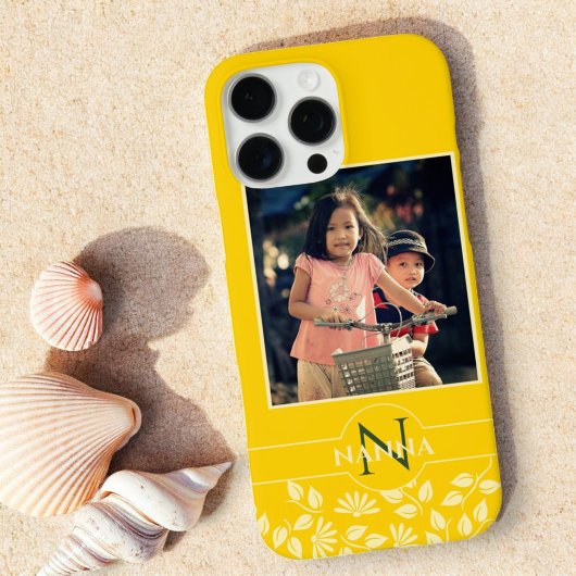 Aangepast fotomonogram naam patroon Geel Case-Mate iPhone Case