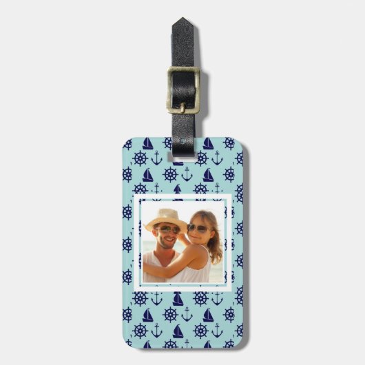 Aangepast fotonavigatiepatroon bagagelabel (Voorkant verticaal)