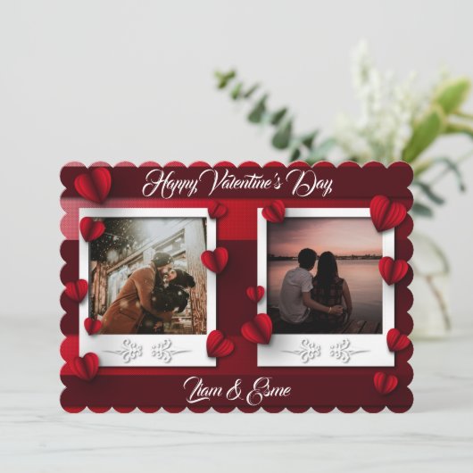Aangepast fotopapier — Valentijnsdag voor harten Feestdagenkaart (Staand voorkant)