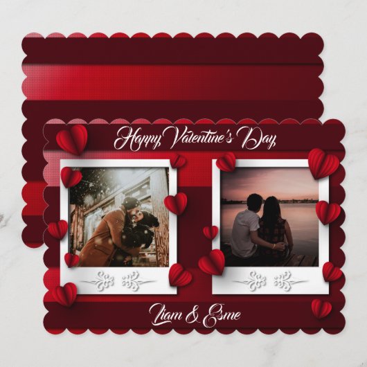 Aangepast fotopapier — Valentijnsdag voor harten Feestdagenkaart (Voorkant / Achterkant)