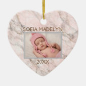 Aangepast fotopasta roze grijze marmer 2023 keramisch ornament (Voorkant)