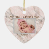 Aangepast fotopasta roze grijze marmer 2023 keramisch ornament (Achterkant)